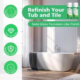 Nadamoo Ceramic Porcelain Spray Paint 15.22 Fl Oz Pack Of 2 White Refinish Bath