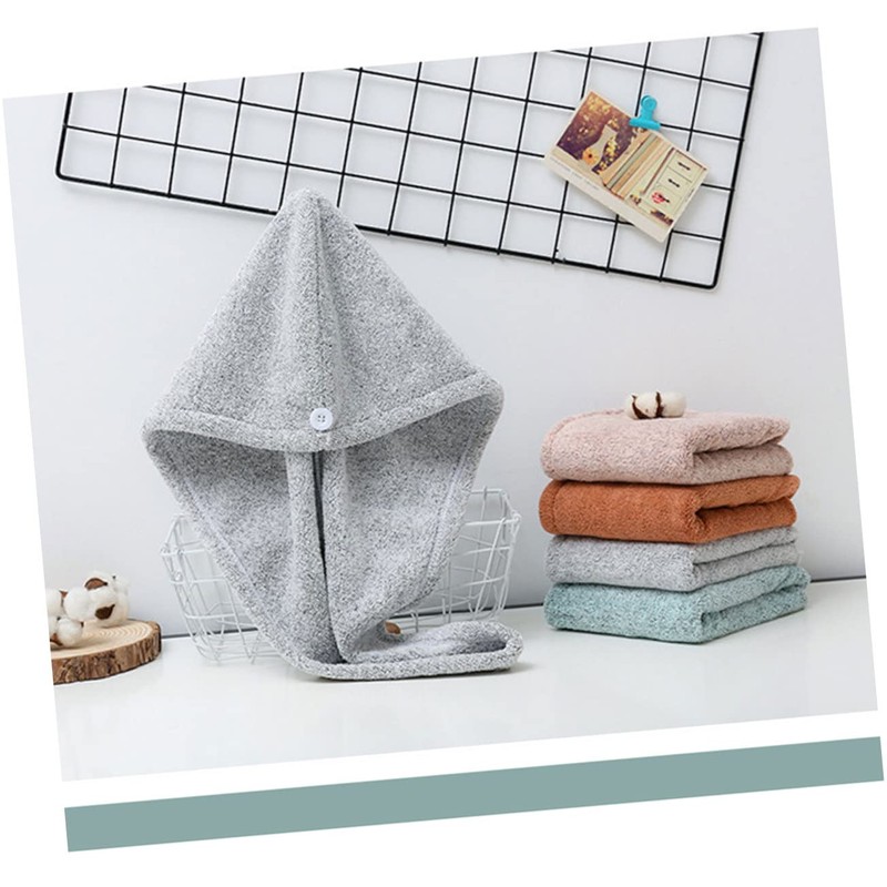 BIUDECO Super Absorbent Hair Drying Cap Grey Bamboo Charcoal Cap