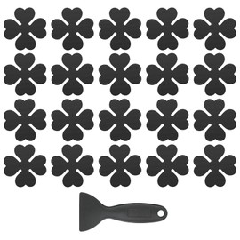 PATIKIL 20 Pcs Non Slip Bathtub Stickers, Anti Slip Shower Stickers with Scraper Bathroom Shower Floor Decals Four Leaf Shape Cute Treads Tubs, Black