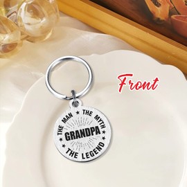 Grandpa Keychain Grandfather Gifts from Grandchild Funny - Father's Day Gifts for Grandpa Hero - The Man The Myth The Legend
