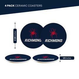 Desert Cactus University of Richmond Ceramic Coasters 4 Pack Spiders UR Absorbent Drink Coasters with Cork Backing (Design A)