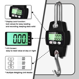 DROSOKING Digital Hanging Scale, 880lb Crane Scale, 400kg Black Digital Electronic Weighing Scale with LCD Display for Hunting, Outdoor, Bass Fishing, Big Game, Farm