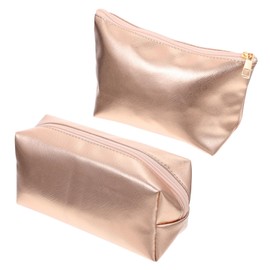 Outanaya 2Pcs Decorative Cosmetic Bag Gold PVC Makeup Pouch for Travel and Toiletries Convenient Storage for Cosmetics Essentials for Women