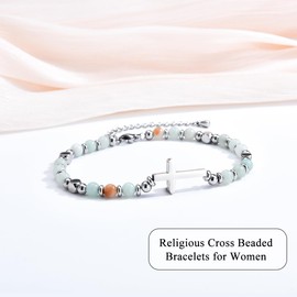 JEIKTO Baptism Gifts for Girl, Cross Bracelets Jewelry, Christian Baptism Favors Decorations Religious Gifts for Teen Girls Women Goddaughter Daughter Granddaughter Niece