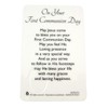 Religious Art First Communion Catholic Holy Prayer Card with Medal
