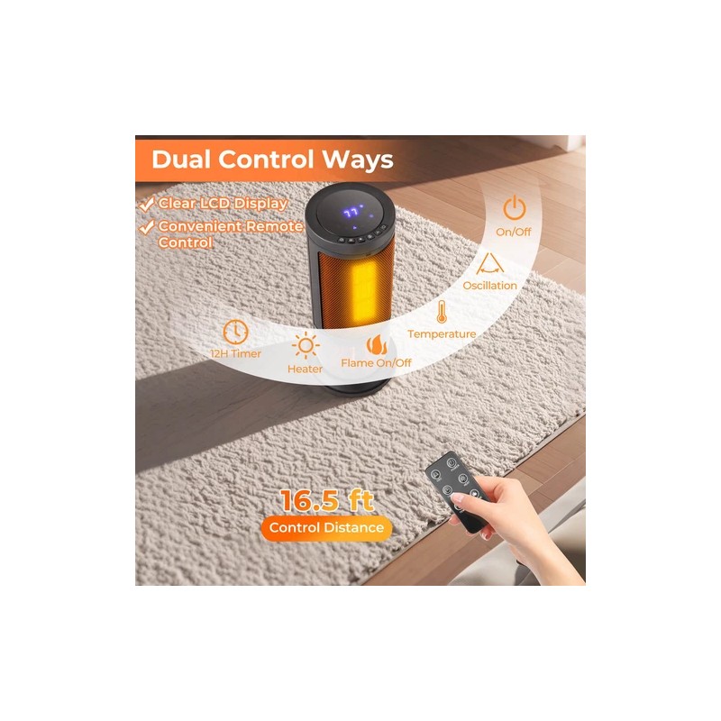 Costway 17-Inch Tower Space Heater for Indoor Use 1500W PTC