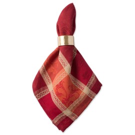 DII Traditional Harvest Wheat Jacquard Collection Thanksgiving Fall Table Décor Damask Cotton, Square Napkin Set, 20x20, Burnt Orange Pumpkin Vine, 6 Piece