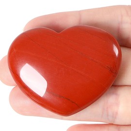 XIANNVXI 45mm 1.8" Red Jasper Crystal Heart Stone Natural Crystal Gemstone Polished Love Puff Palm Massage Stone Reiki Crystal