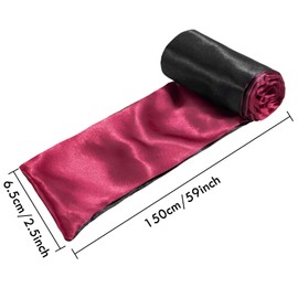 Whaline 2 Pack Satin Eye Cover Silk Sleeping face Cover Blindfold Tie 150 cm (Black Red and Black)
