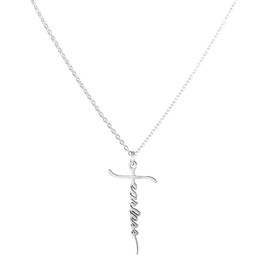 omodofo Bible Verse Fearless Cross Necklace Confirmation Gift Pendant Necklace Scripture Jewelry (Silver - FEARLESS Cross Necklace)