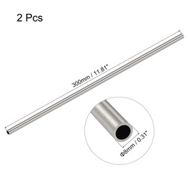 sourcing map 304 Stainless Steel Round Tube 8mm OD 1mm Wall Thickness 300mm Length 2 Pcs