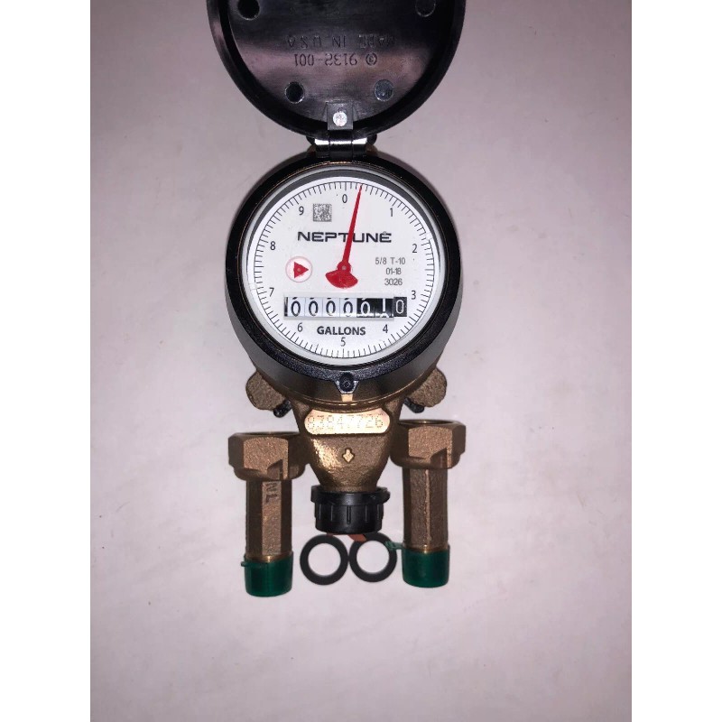Neptune 5/8x1/2 T-10 Direct Read Water Meter NSF61 With Couplings
