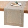 BIPASION Beige Table Runner 12x72 Inch Hemstitch Linen Table Runner
