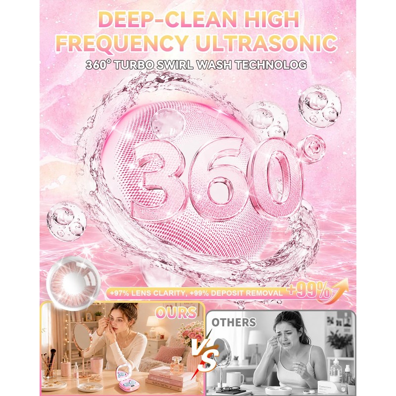 2026 Upgraded Ultrasonic Contact Lens Cleaner 52KHz【5.0 Ultra Powerful Motor】【Ultrasonic