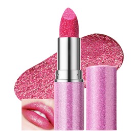 Prreal Sparkling Lipstick Moisturising,Glitter Lipstick Long-Lasting Waterproof,Metallic Not Stick Cup Chameleon Shine Lip Balm Makeup, 04 Rose Red