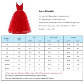 Glamulice Classic Red Flower Girl Dresses Lace Bridesmaid Long A Line Wedding Pageant Dress Tulle Spaghetti Strap Party Gown Fancy Vintage Holiday Formal Princess Dance Christmas Red Ball Gown 11 12