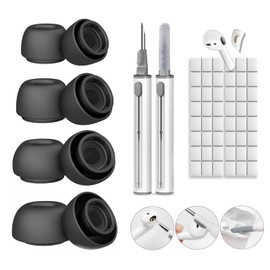 Linsaner Replacement Ear Tips for AirPods Pro and AirPods Pro 2 with Noise Reduction Hole, Comes with Cleaner Kit, Cleaning Clay, Portable Storage Box (XS/S/M/L) 4 Pairs