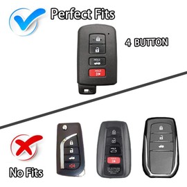 WORCAS Soft TPU Key Fob Cover Case Compatible with Toyota Sequoia Highlander XLE Camry Avalon Corolla XSE RAV4 Hybrid Tundra Tacoma 4Runner-4 Button(Red)