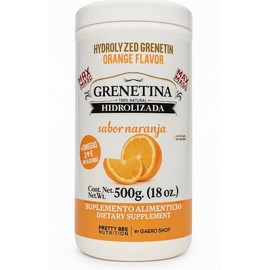 Grenetina Hidrolizada Sabor Naranja 500g | Pretty Bee Nutrition by Gaero Shop | Suplemento Alimenticio 100% Natural | Con Omegas 3, 6 y 9 | Ideal para Huesos, Piel, Uñas y Cabello