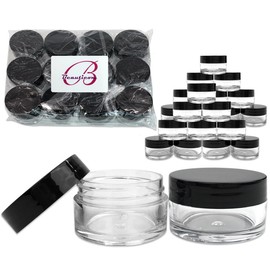 Beauticom 36 Pieces 20G/20ML Round Clear Jars with BLACK Lids for Lotion, Creams, Toners, Lip Balms, Makeup Samples - BPA Free