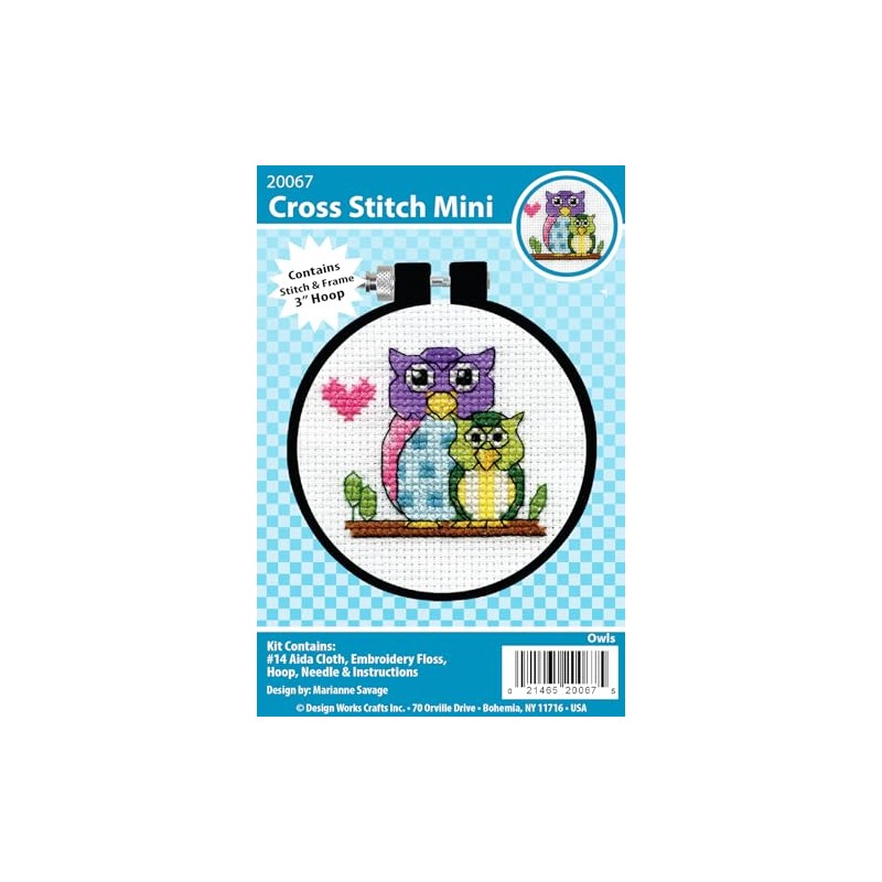 Design Works Crafts Owls Counted Cross Stitch Kit with Hoop
