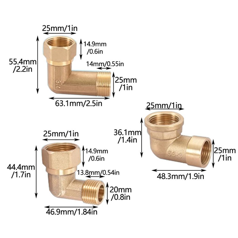 2Pcs Hex Reducing Nipple, DN20 3/4" Male Thread Pipe Brass