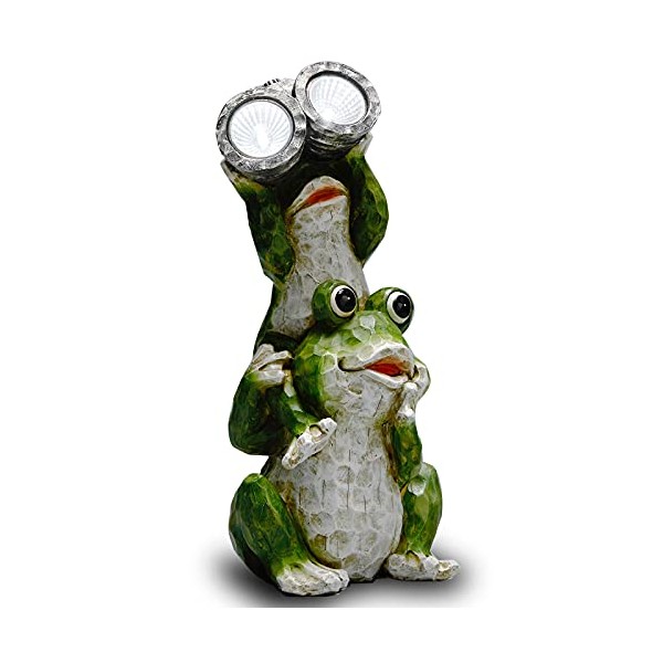 Yiosax Easter Solar Funny Garden Frog Statues and Sculptures Outdoor Decor Frog Lovers for Patio Yard Lawn Porch Housewarming Cute Animal Figurines Ornament Garden Decorations（11.18inch）
