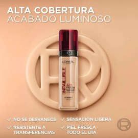 Base de Maquillaje Líquida Alta Cobertura y Larga Duración Infallible 32h Freshwear - L'Oréal Paris