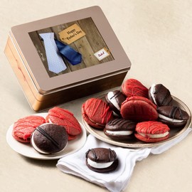 Dulcet Gift Baskets Fahter's Day Chocolate and Red Velvet Whoopie Pie Tin Assortment, Fresh Cookie and Cream Snacks for a Special Occasion –Ideal for Father's Day,Grandpa.Dad, Men