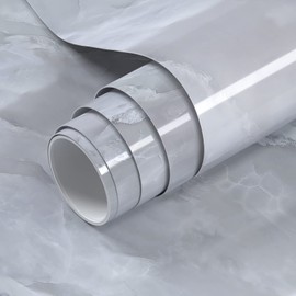 VOLEAAR 35 x 196 Inches Grey Marble Contact Paper,Marble Wallpaper,Peel Stick Wallpaper for Backsplash Kitchen Walls Waterproof Easy to Install PVC Paper