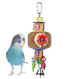 Super Bird Creations SB1090 Nibbles 'N Chips Bird Toy - Interactive Chew & Preening for Small to Medium Birds - Parrotlets Parakeets Quakers - Colorful Beads Chips & Corn Husk Chews - 8.5" x 3" x 1.5"