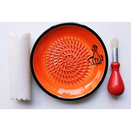 JOSKO Produkte Garlic Red Grater Plate Set, Ceramic, Orange 2739