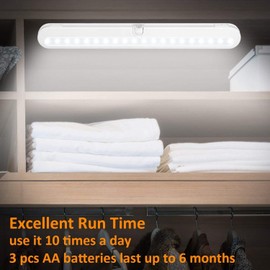 Led Closet Light Motion Activated, Alivation T01L LED Under Cabinet Lighting Battery Operated Lights,Under Counter Lights for Kitchen, Battery Powered/DC Input Lights,On/Off/Auto, 20 LED Super Bright