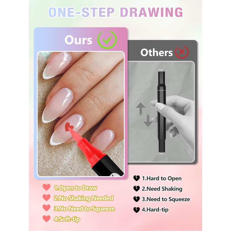 48 Colors Nail Art Pens Set 3D Acrylic Paint Nail