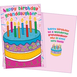 Chuck's Card-O-Rama - Granddaughter Birthday Card - Made in USA - Large Card Opens to 10" x 7.75" - Premium Gloss Paper - 95362
