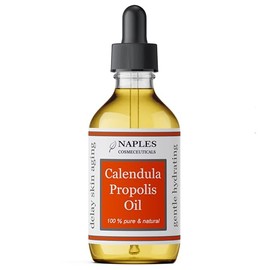 Naples Cosmeceuticals Organic Calendula Propolis Oil Calendula Officinalis Flower Extract with Propolis for Skin, Nails, Hair, Face, Body Made in USA