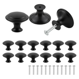 TIYETTIYI 12 pcs Black Drawer Knobs, Cupboard Handles Knob Black Round, Cabinet Knobs Made of Stainless, 30mm Small Door Knob for Wardrobes, Kitchen, Furniture