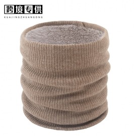 Winter Double-Layer Velvet Outdoor Neck Warmer Pullover - Warm Solid Knit Scarf for Couples 22CM/Blue 3ea