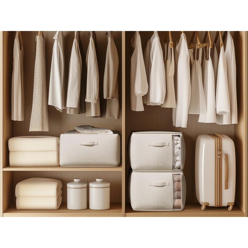 TomVista Large Canvas Clothes Storage Bags with Thick Handles and