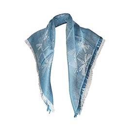 Peru Gift Shop Luxury Pure Peruvian Baby Alpaca Wool & Silk Reversible Scarf for Men & Women Dragonfly Design - Turquoise