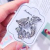 Crystal Rhinestone Fox Brooch Pin, Silver Tone with Aurora Borealis