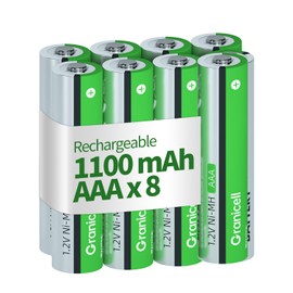 Granicell AAA Rechargeable Batteries 1100 mAh High Capacity 1300 Cycle,1.2V NiMH Low Self Discharge AAA Battery,8 Pack