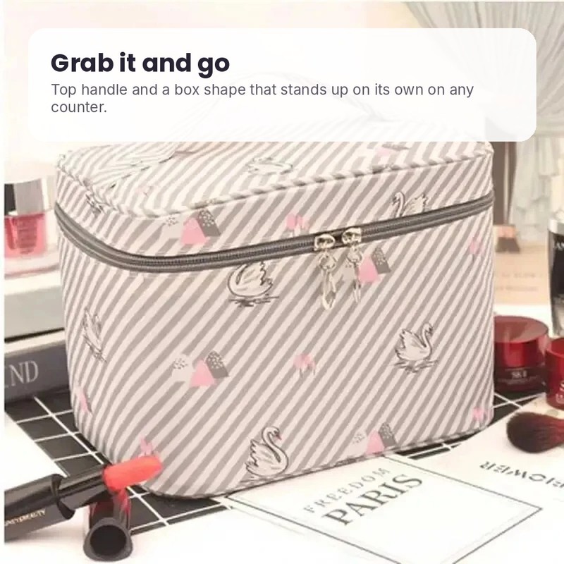 Large Capacity Makeup Bag – Travel Cosmetic Organizer Case with