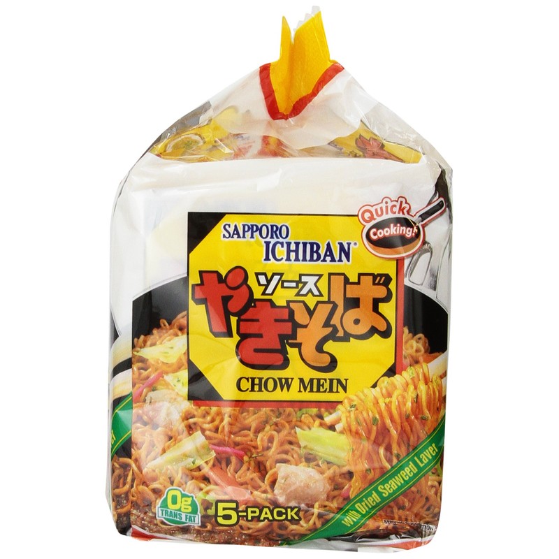 Sapporo Ichiban Chow Mein Yakisoba, 5 Count, 18 Ounce (Pack