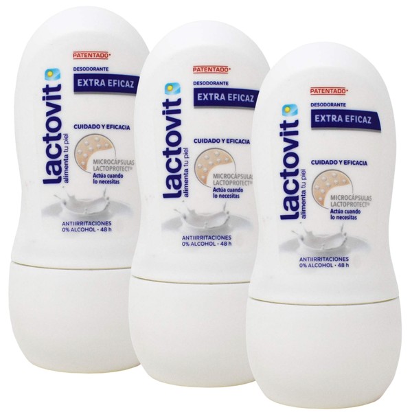 Lactovit Original Extra Effective Roll-On 48 hr. Deodorant Antiperspirant 3-Pack