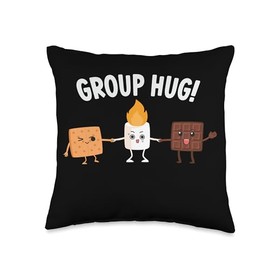 Group Hug Camping Campfire Chocolate Marshmallow S'Mores Throw Pillow