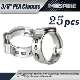 25 PCS 3/8 inch PEX Pipe Clamps, MISPIRE PEX Cinch Clamps Stainless Steel 304 Pinch Clamps for PEX Pipe Tubing Fitting Connections