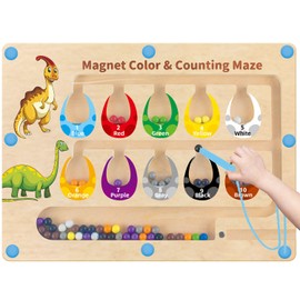 Magnetspiel Labyrinth Montessori Spielzeug ab 2 3 4 5 6 Jahre Junge, Dinosaurier Spielzeug Motorikspielzeug Zahlen Farben Lernspiele, Geburtstagsgeschenk Holzspielzeug für Kinderspielzeug ab 3-8 Jahre