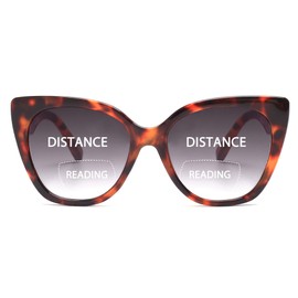 JM Classic Bifocal Reading Glasses Oversized Cateye Stylish Sunglasses Readers for Women Leopard +2.25
