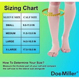 Doc Miller Open Toe Compression Socks for Women 8-15 mmHg Compression Socks for Men & Women Support Circulation, Shin Splints, Varicose Veins Recovery, 1 Pair of Knee High Socks Skin Color Large Size